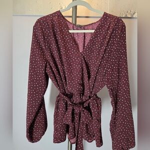 41 Hawthorn Red Long Sleeve Wrap Blouse